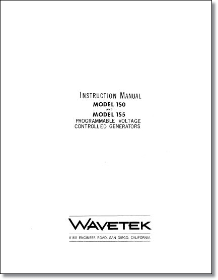 Wavetek 150 & 155 Programmable VC Generator Operator's Manual